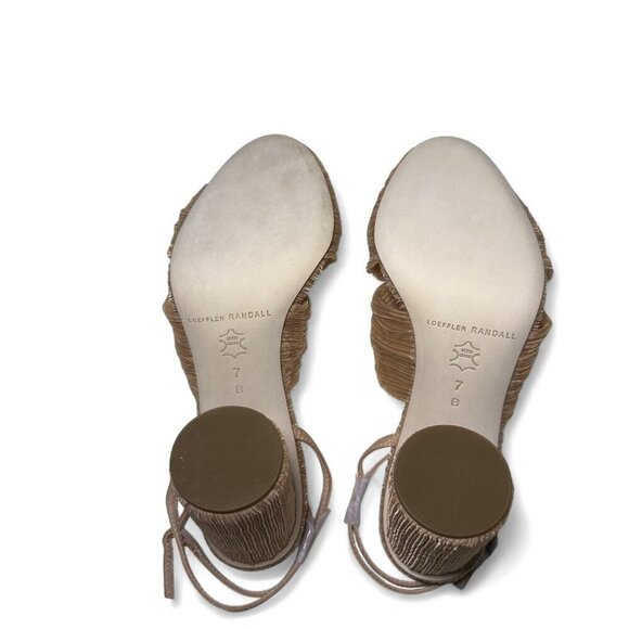 Loeffler Randall Reed Pleated Twist Heel in Peach Polyester Pink Sz 7 B NIB - Picture 10 of 14